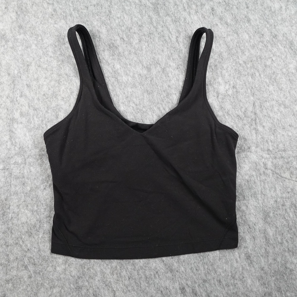 Lululemon Tank Top Women 4 Black Align VNeck Cropped Run Yoga Workout Gym